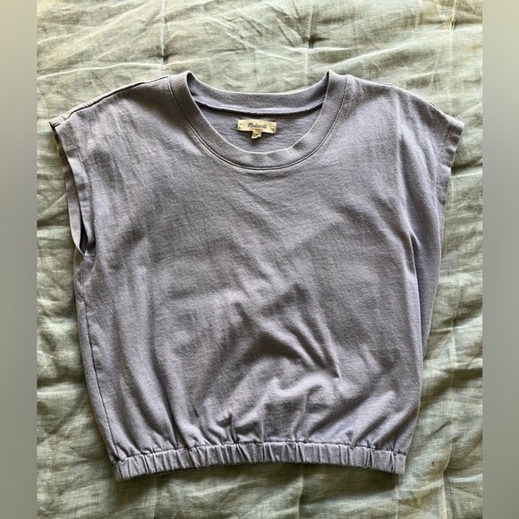 Madewell Banded Muscle Tee Purple Size Small Cotton Elastic Hem - Picture 5 of 10